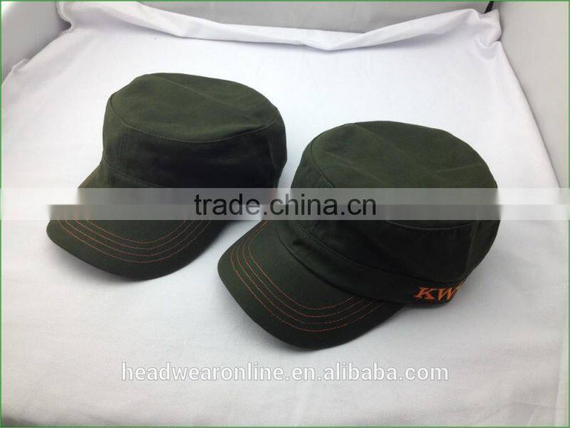Customize fashion army green Military Caps and flat caps with Dongguan Factory