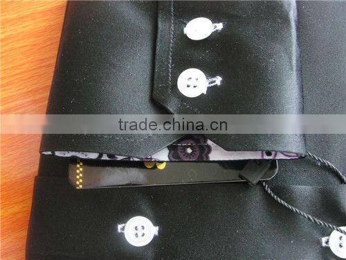 Man fashion black shirts high double collar mens black shirts