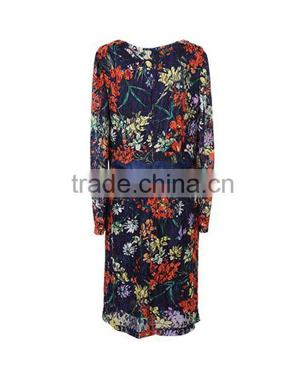 Women loose fit floral print lace designed plus size one piece dress latest