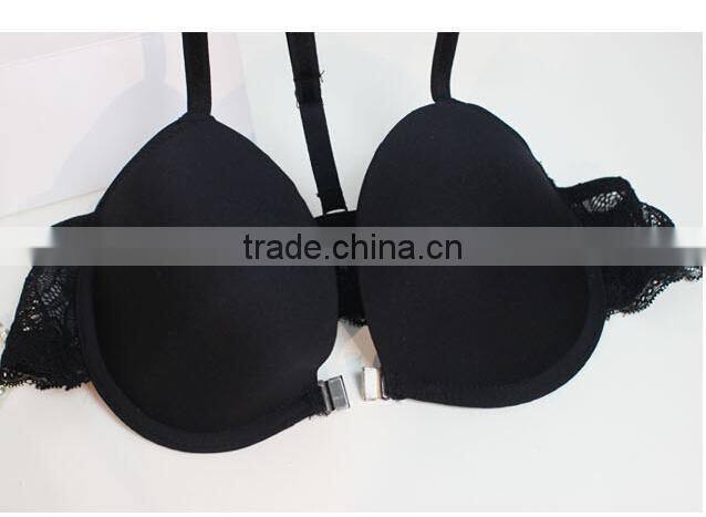 sexy front closure push up sexy ladies seamless lace bra set