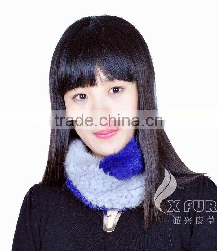 CX-E-28 2016 Wholesale Stock Popular Hair Headband Knitted Mink Fur Scarf