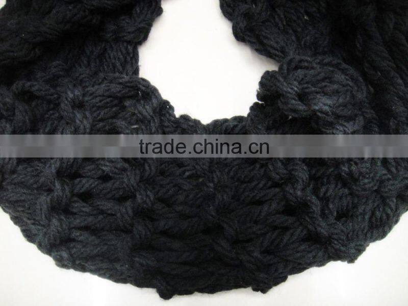 Fashion the latest winter plain knitted loop acrylic infinite neck scarf