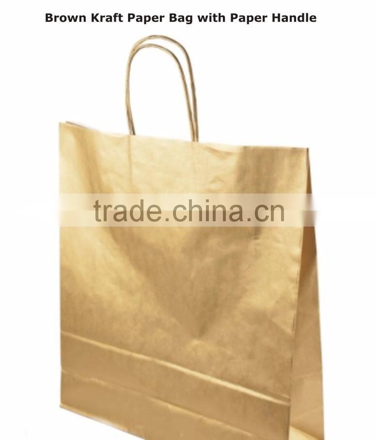 Kraft Paper Gift Bags with Twisted Paper Handles in Solid Colors