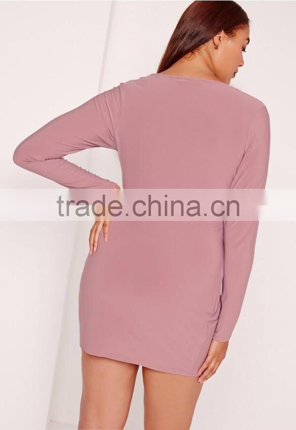 Plus Size Silky Wrap Midi Dress Purple Lust Worthy Slim V-neck Women Dress