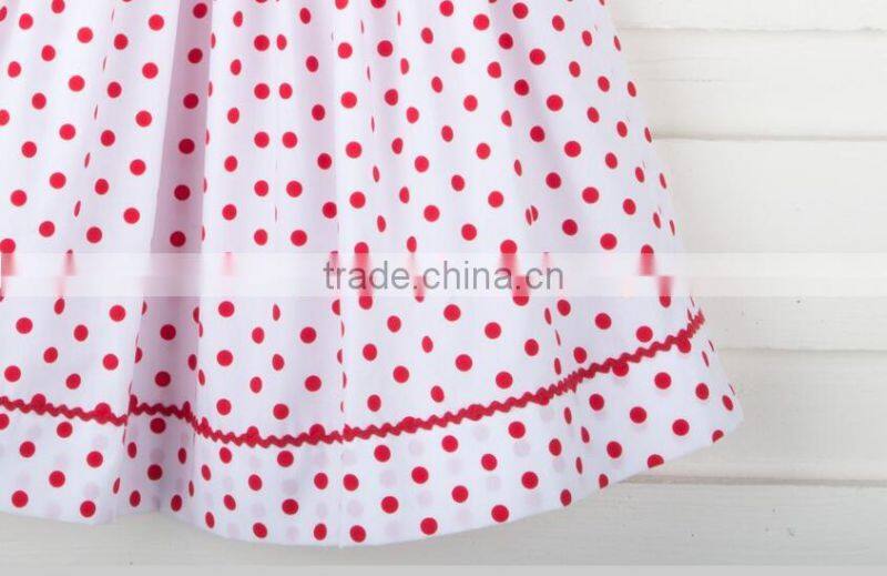 Child Fancy Wears Summer Sleeveless children frocks designs Baby Girl red polka dots smocked dress for kids clothing