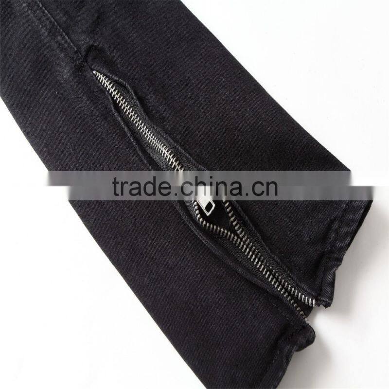 Fashion new men's brand men's jeans black jeans hole personality male personality pants