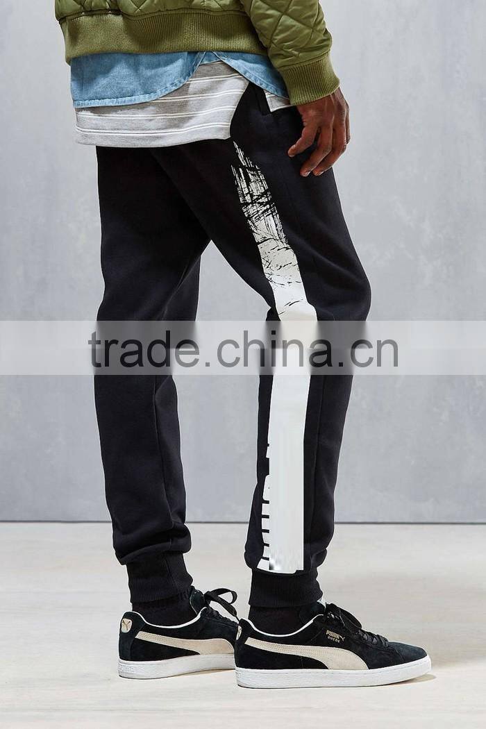 Dark black soft wear slim cotton tri-runner sweatpants for men