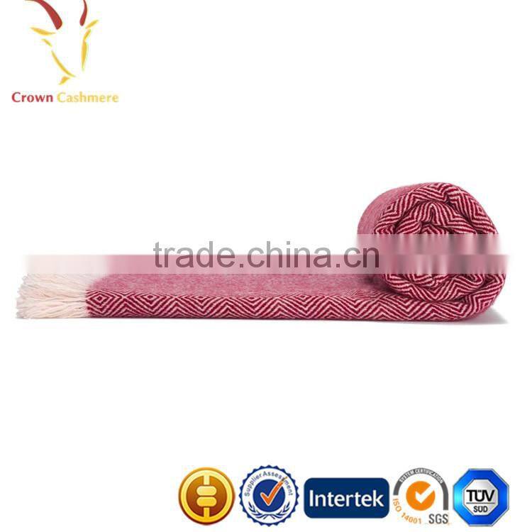 Hot Sale Wool Cashmere Blended Woven Travel Throws Blankets