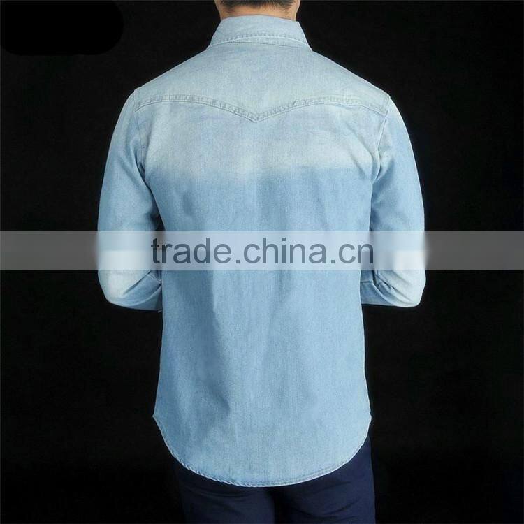 2015 100%cotton Customized feather Embroidered slim fit men dress open shirt styles