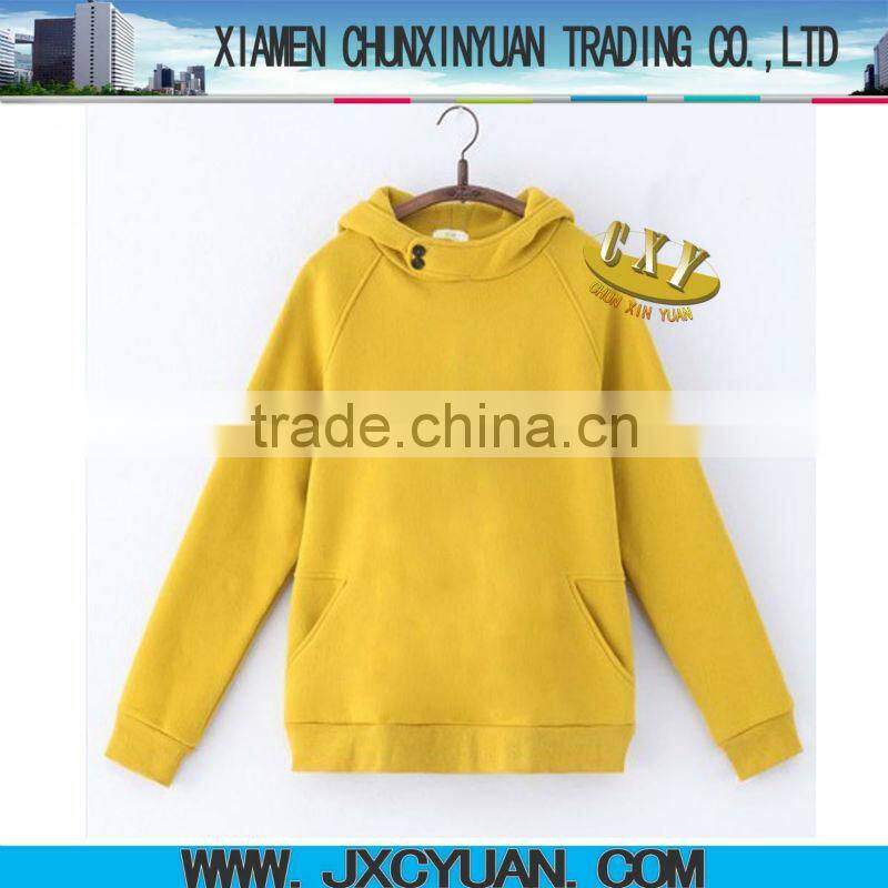 high quality hot sale bulk cotton yellow women pullover hooded jacket printed