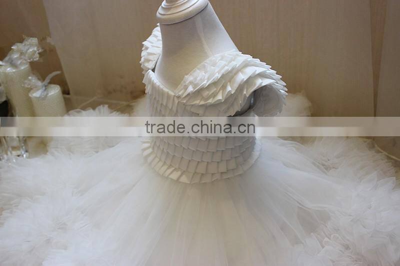 Baby Frock Design Pictures Little Princess White Flutter Sleeve Tutu Dress Toddle Girls Flower Dress