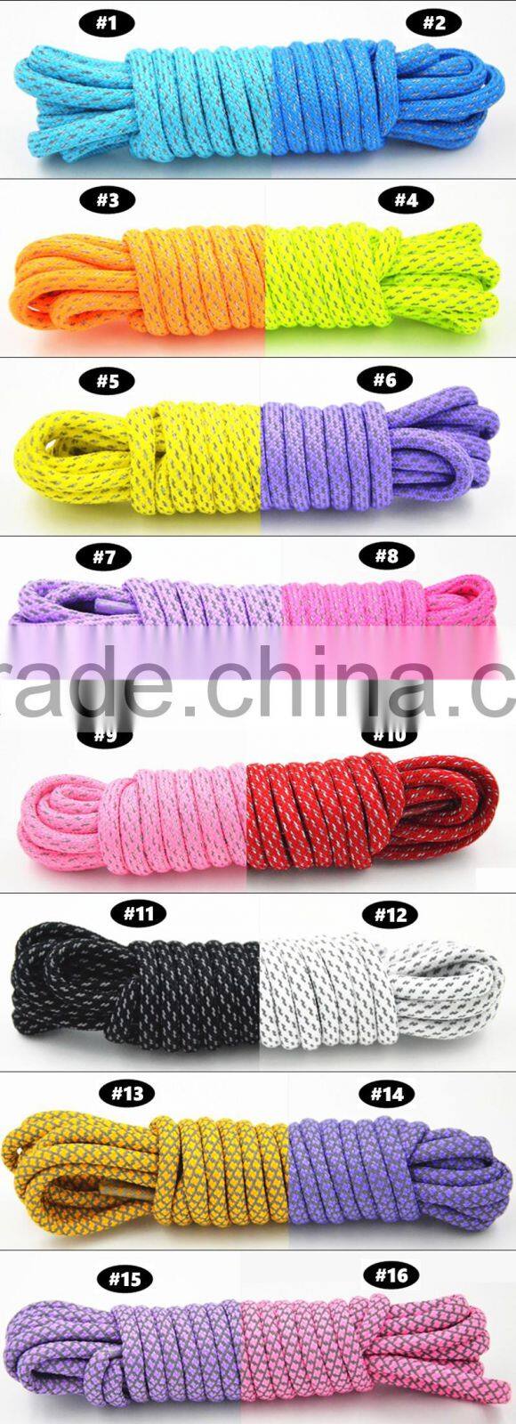 Round Tough Reinforced 3M Reflective Boot Lace Shoelaces Factory Product Professional Vintage Shoelaces Custom Manufactuer
