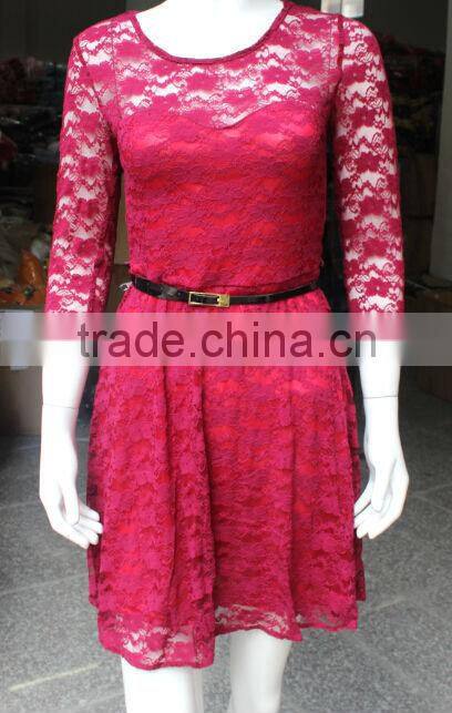 hot sale white lace dress vest mini women dress with belt fashion lady dress women