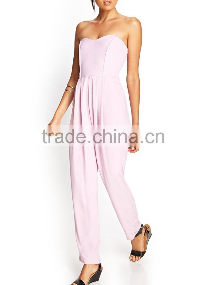 2015 Fashionable Strapless Wide-Leg Jumpsuit for women OEM clothing China
