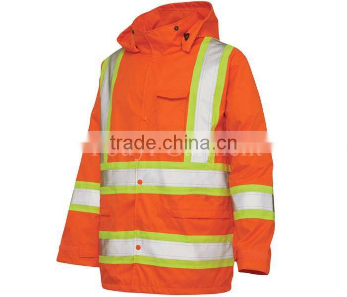orange wide taped high visibility polyester workwear uniform
