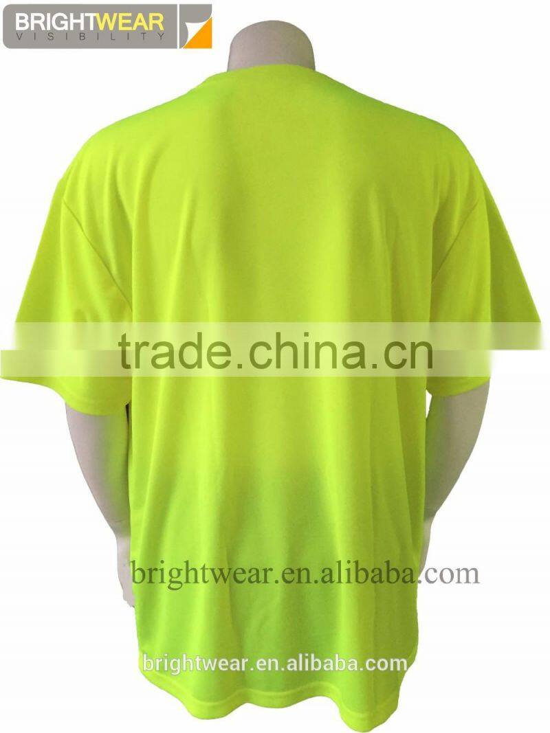 ANSI 100% polyester short sleeve reflective birdeye mesh silk screen printing security T-shirt