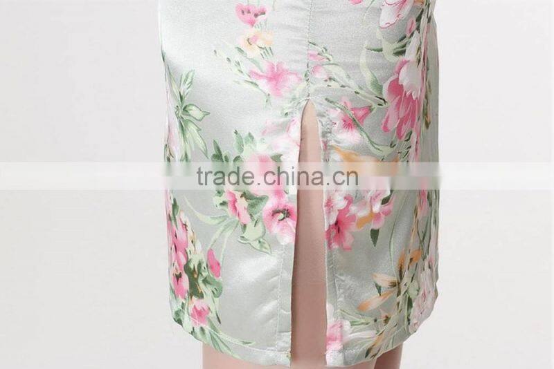 Womens satin printed classic dresses