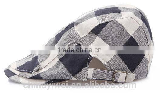 simple plaid beret cap for men