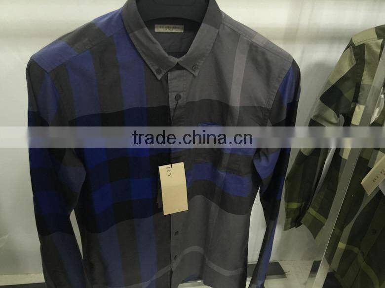 100% cotton big check round bottom men casual check shirt with buttom down collar