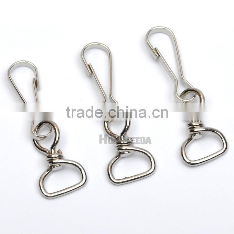 13mm Metal Iron Swivel Clasps Snap two hooks rings Key Hooks DIY Key Chain Ring nickle color HK-014
