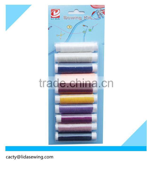 Polyester sewing thread on blister card