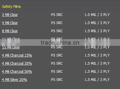 Professional manufacturer 6mil transparent glass window safety film for bank school