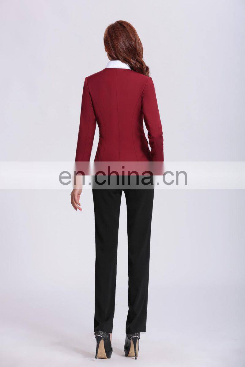 new arrival wine color formal lady long pant suits