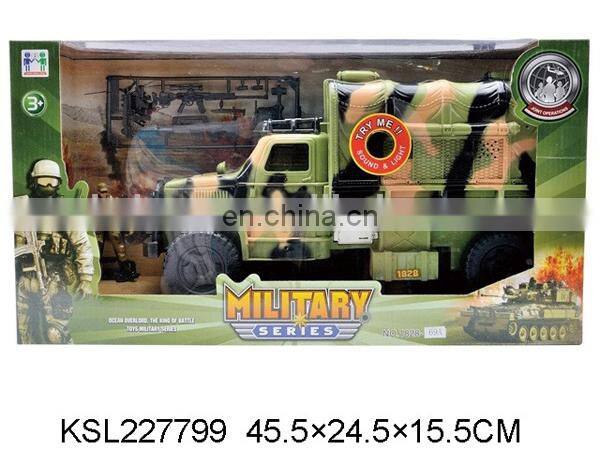 Military Fighter Truck Toy with Various Shooting Sounds and Light, Mini Army Soldier Included