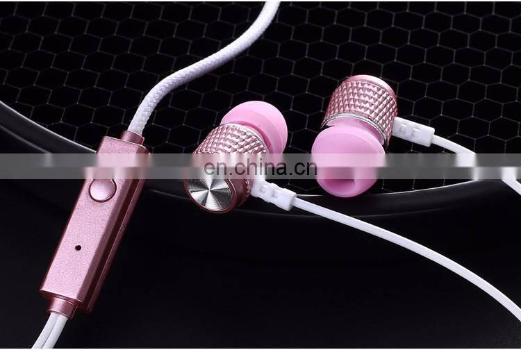 2017 gray Super bass metal braided earphone headset earpiece with mic