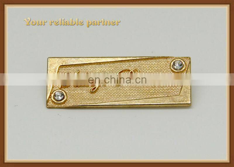 Fashional decorative metal plate with enamel handbag logo metal plate
