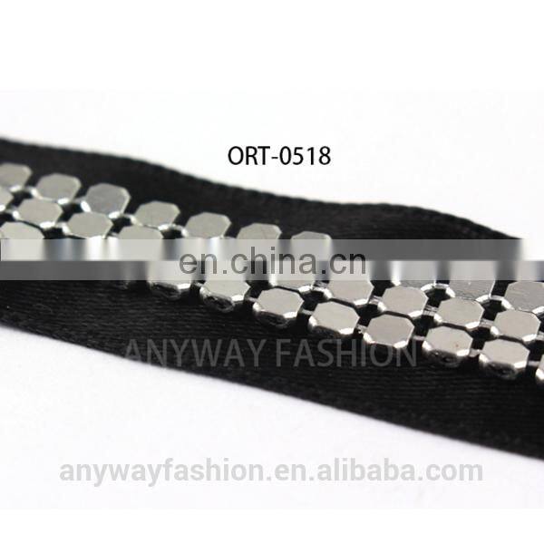 Black woolen yarn crochet chain trim