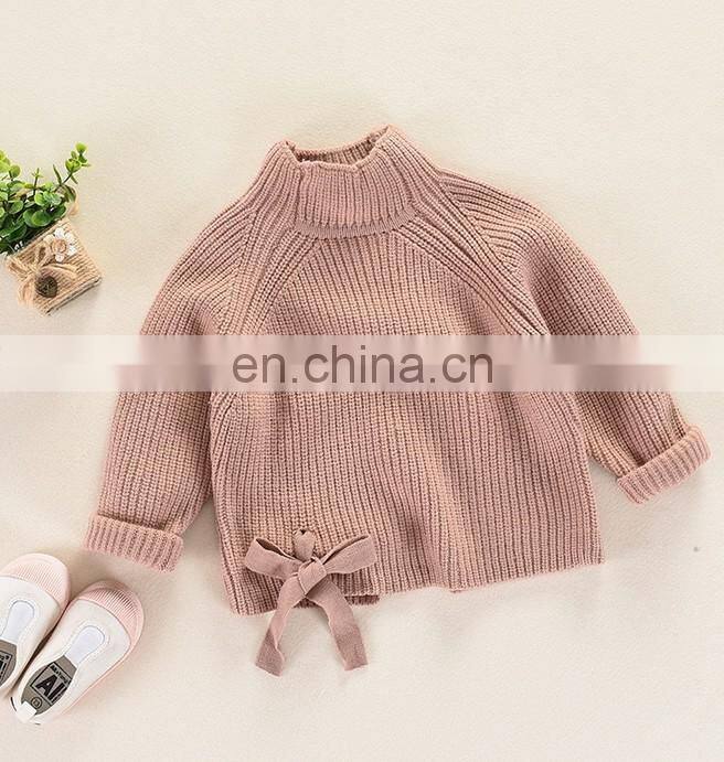 Solid color girls spring autumn clothes knit cotton pullover sweater for kids