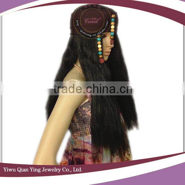 cheap black hair attached hat