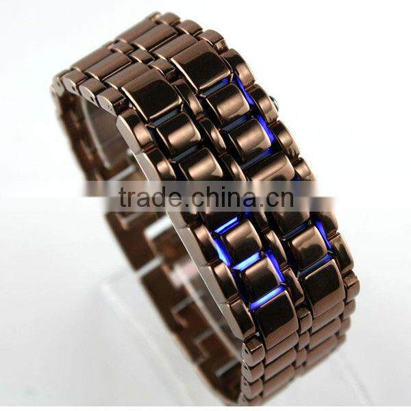 2013 red led watch iron samurai watch