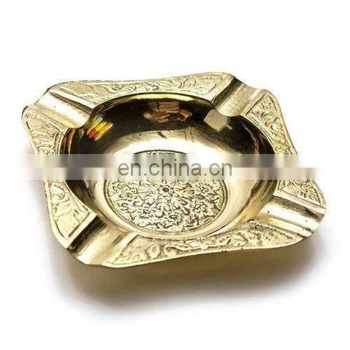 metal shiny gold leaf ashtray