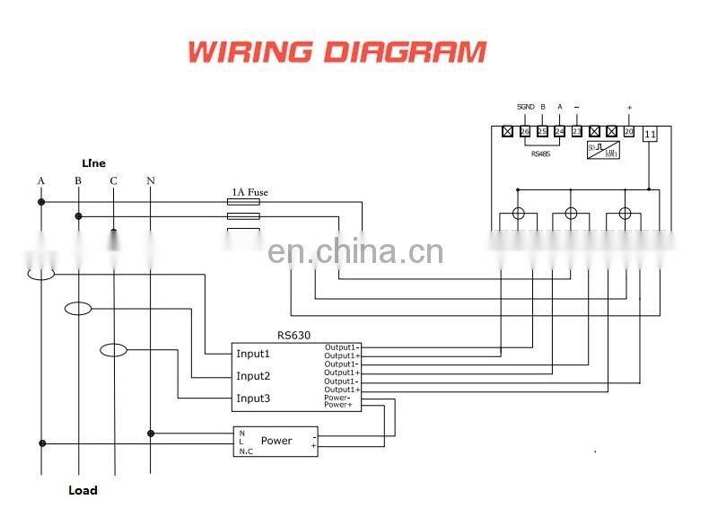 EM537 CT O series 3 phase rogowski coil electric power energy meter