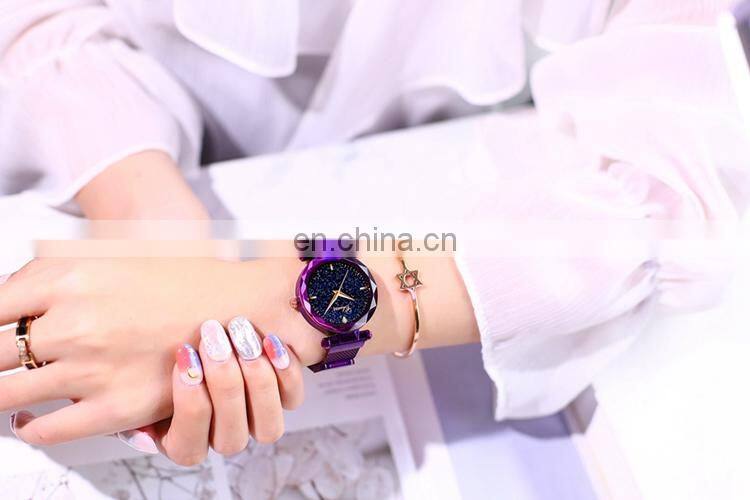 CHENXI 306 Personality Starry sky Stainless Steel Mesh Strap Women Woman Quartz Magnet Watch
