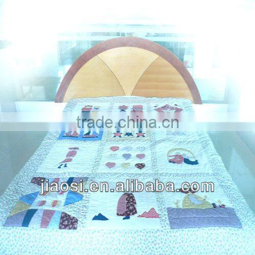 quilted embroidery patchwork quilt with sham