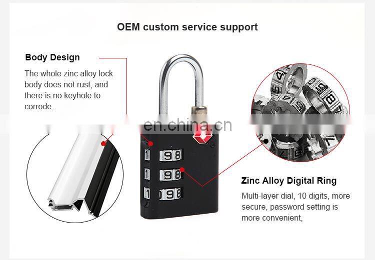 Wholesale 3 Digit Combination TSA Customs Code Lock Safe Padlock For Travel Luggage