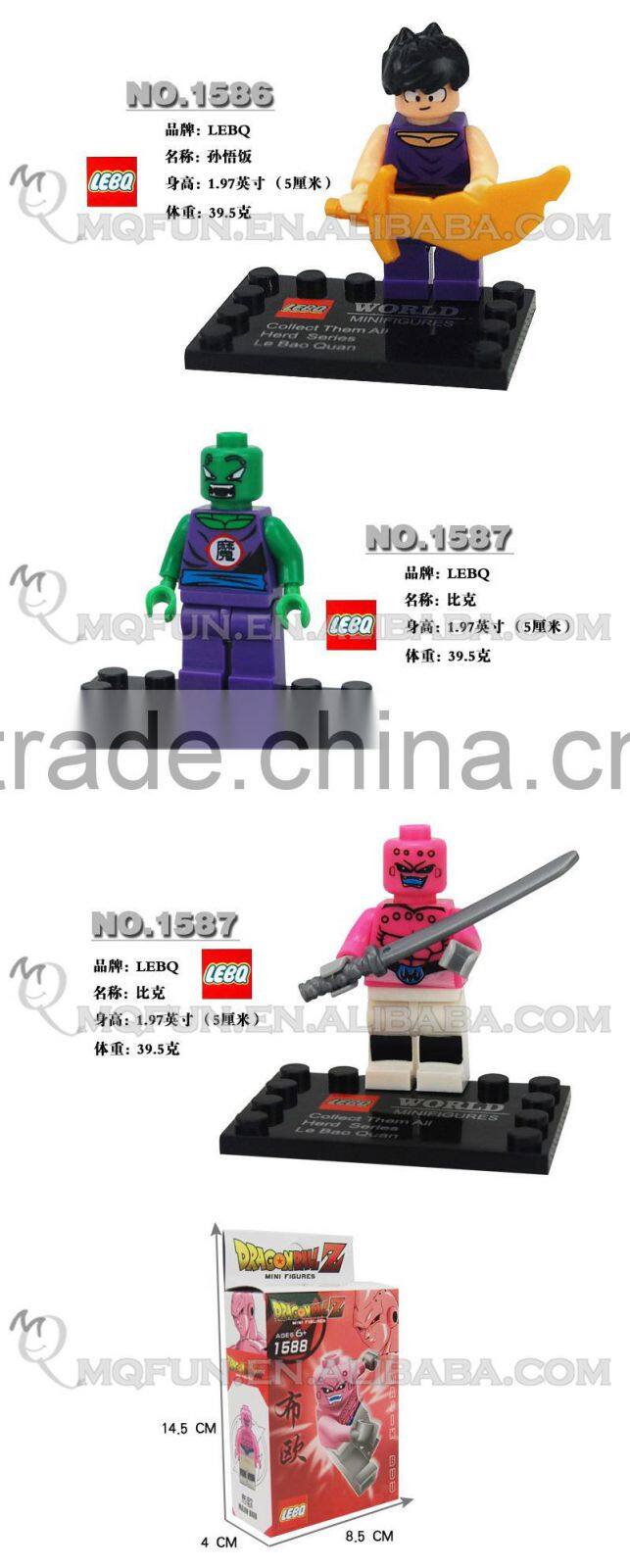 Mini Qute LEBQ 8pcs/set Anime cartoon model dragon ball goku boys building block action figures educational toy NO.1581-1587