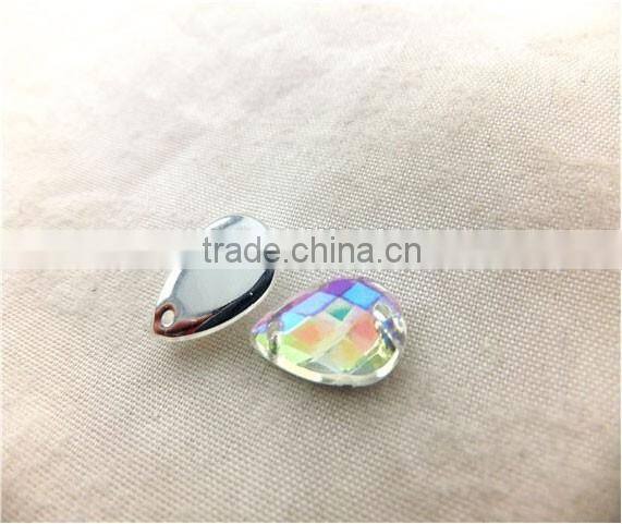 Drop Shape Ab Crystal Plastic Stone
