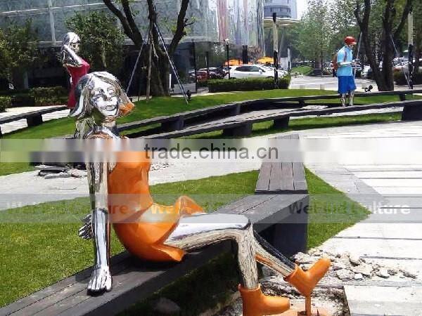 Woman shaped metal stainless steel statue