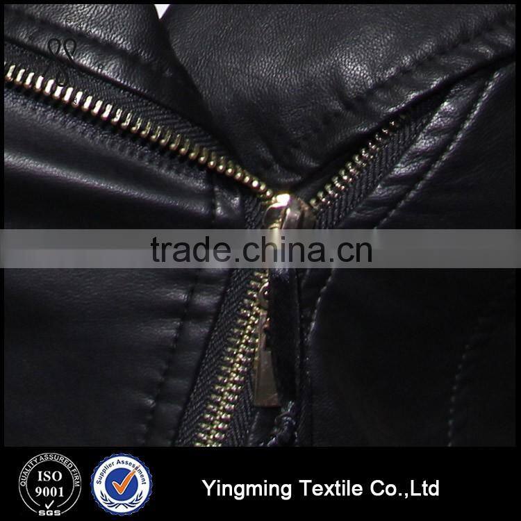 Wholesale women's fashion PU leather black jacket