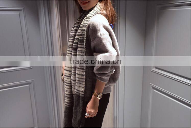 New Arrvial Winter Fashion Woman Long Striped Wool Knitted Scarf