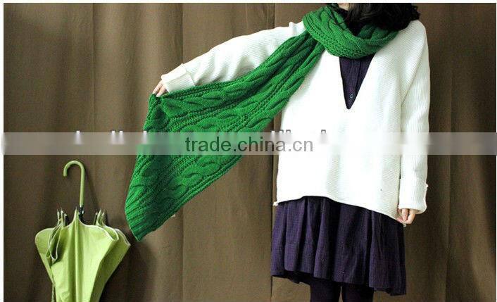 Women Twist Knitted Long Acrylic Crochet Scarf