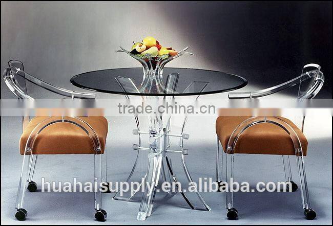 custom glass round dining table and chairs