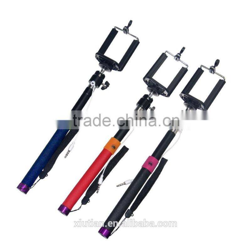 hot Cable Control selfie stick Monopod With Phone Holder For smart phone