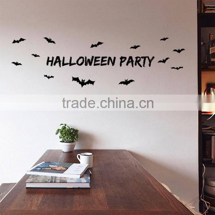 ALFOREVER Bat halloween black quote decals,bat halloween sticker