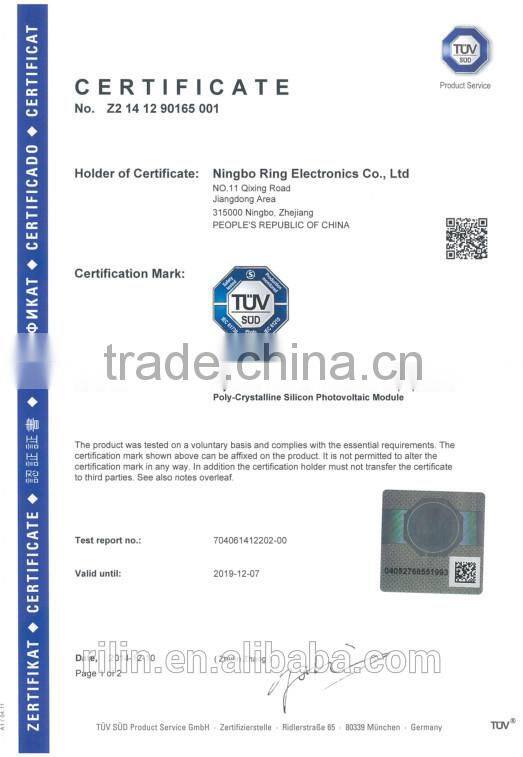 high efficiency low price Chinese18V70W poly solar panel Ningbo Ring Electronics Co., Ltd