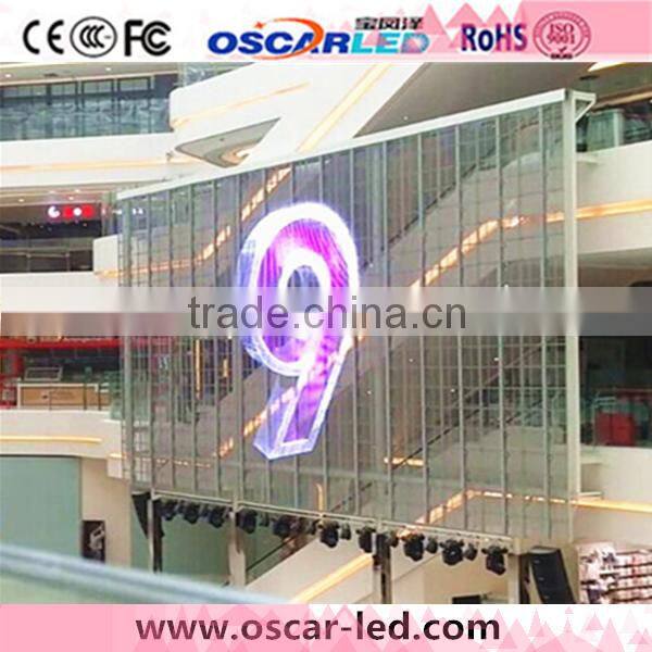 LED Curtain soft glass Display window glass oscarled XW5 Transparent glass led window display screen